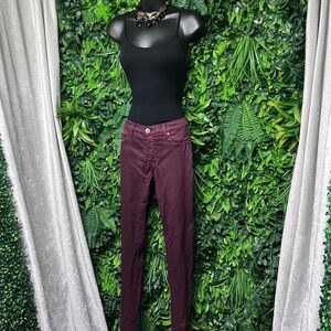 Hudson Jeans Size 29‎ Burgundy Juliette Refine Super Skinny Zipper Ankle 3436